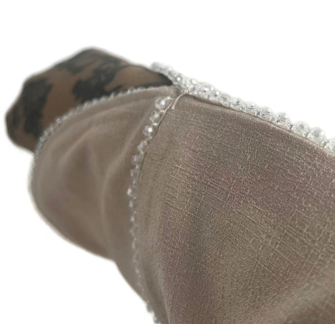 Gemstone cream linen abaya