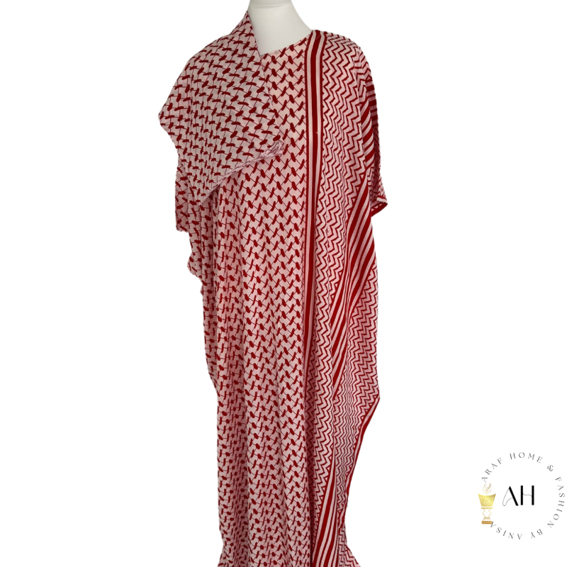 Red Imamat Baati dress with scarf