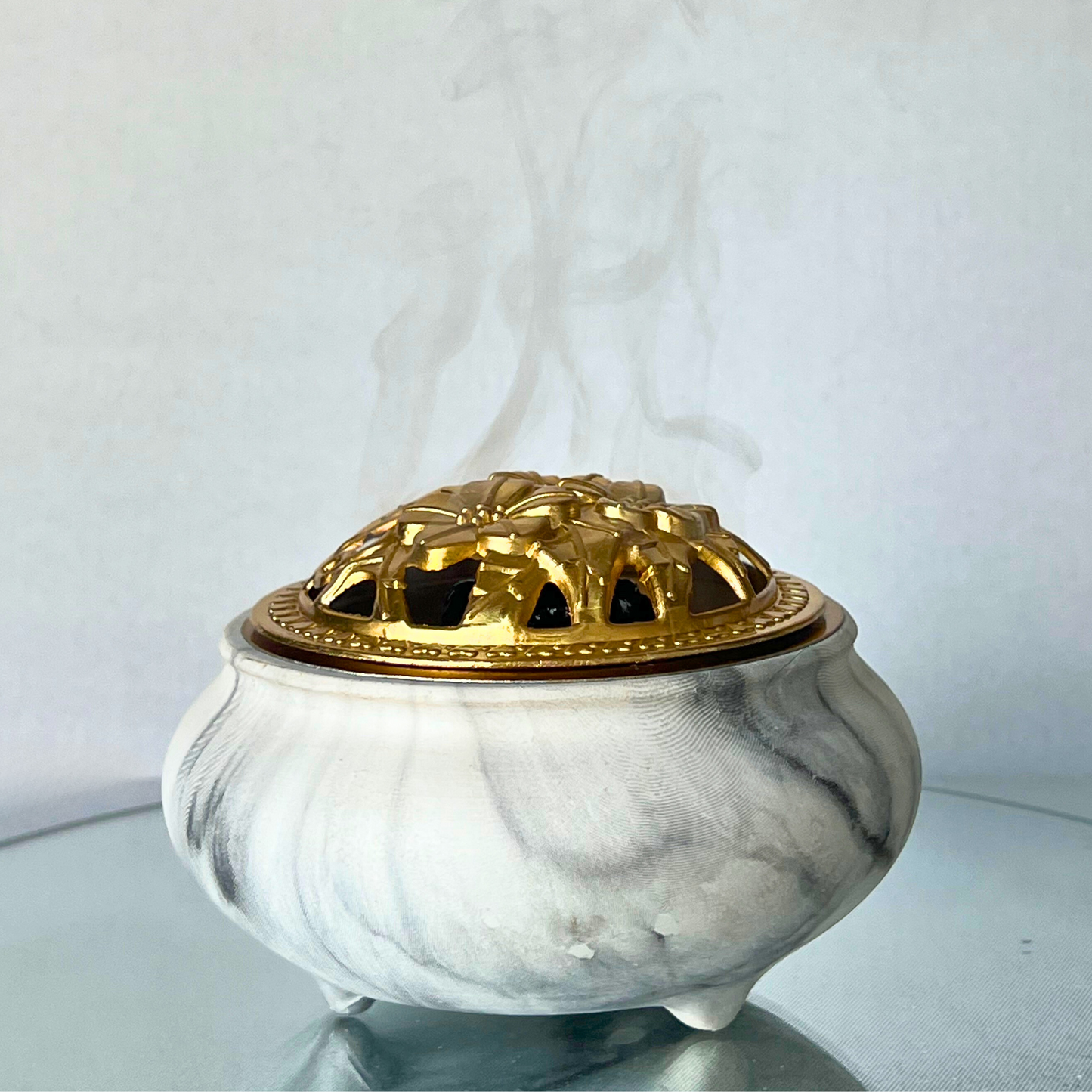 Bakhoor Incense Burner Marble and gold design