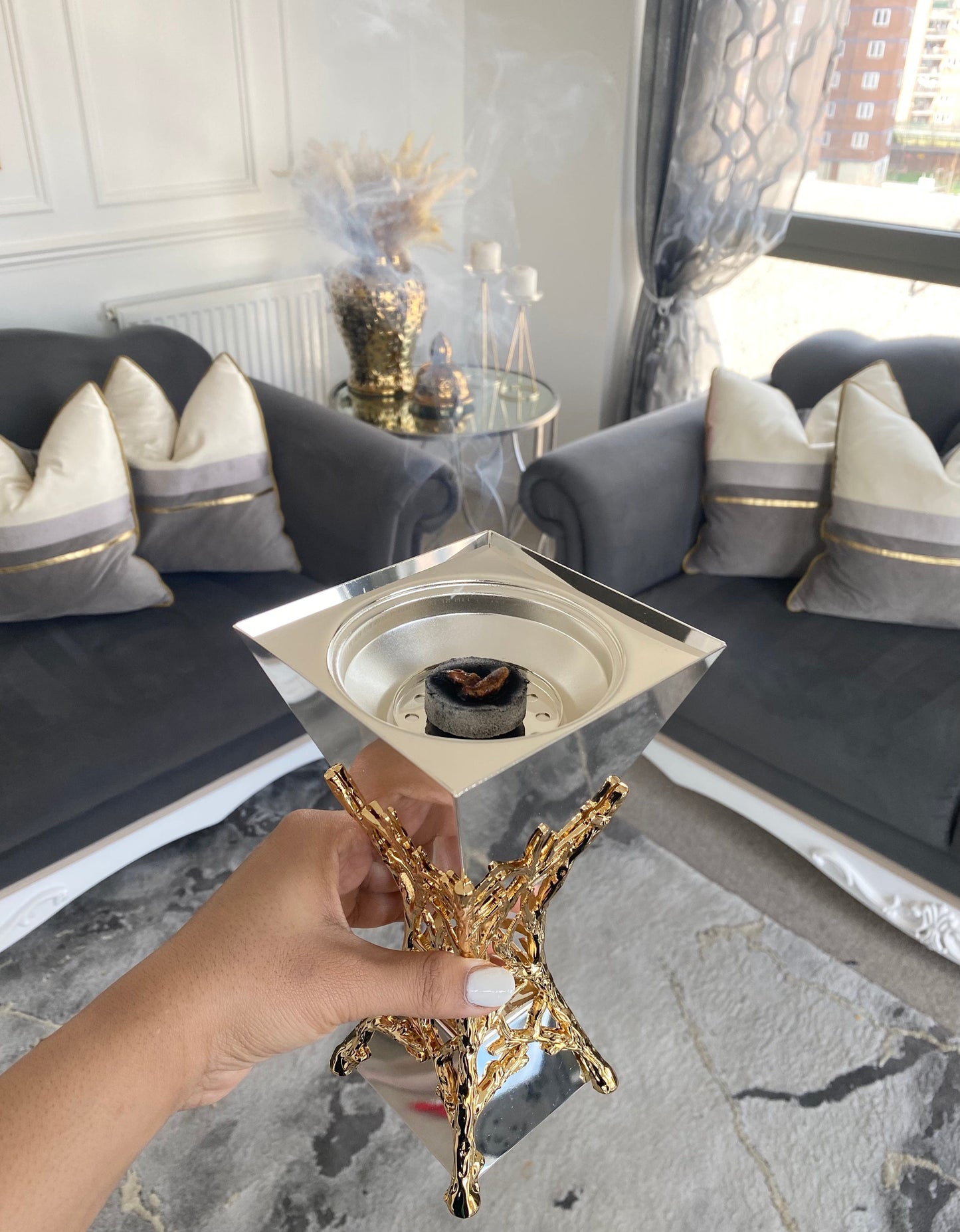 Mirror and Gold design Bakhoor Burner. BACK IN STOCK