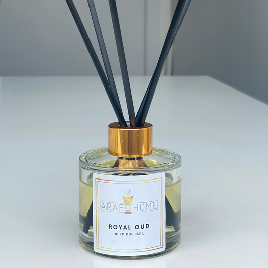 Royal Oud reed diffuser. Room diffuser with scents of Oud. Luxury scented reed diffuser