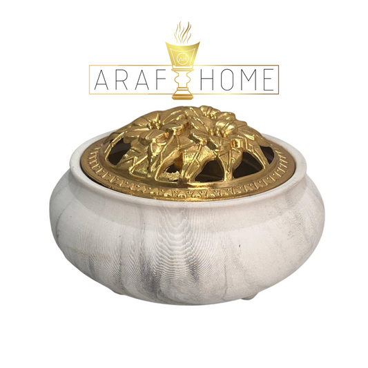 Bakhoor Incense Burner Marble and gold design
