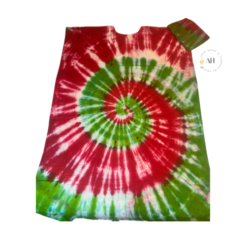 Red and green swirl Baati dress