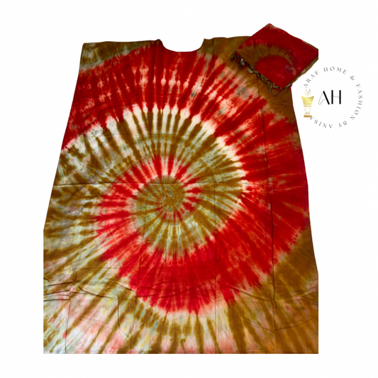Red and brown swirl Baati set